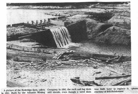 The timber dam at Redridge in 1951