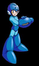 The Blue Bomber looking almost as happy as his sister /\